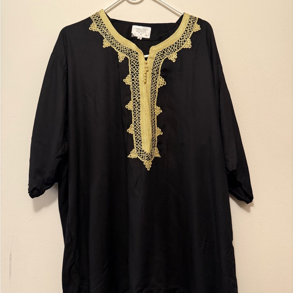 Black Tunic with Gold Embroidery